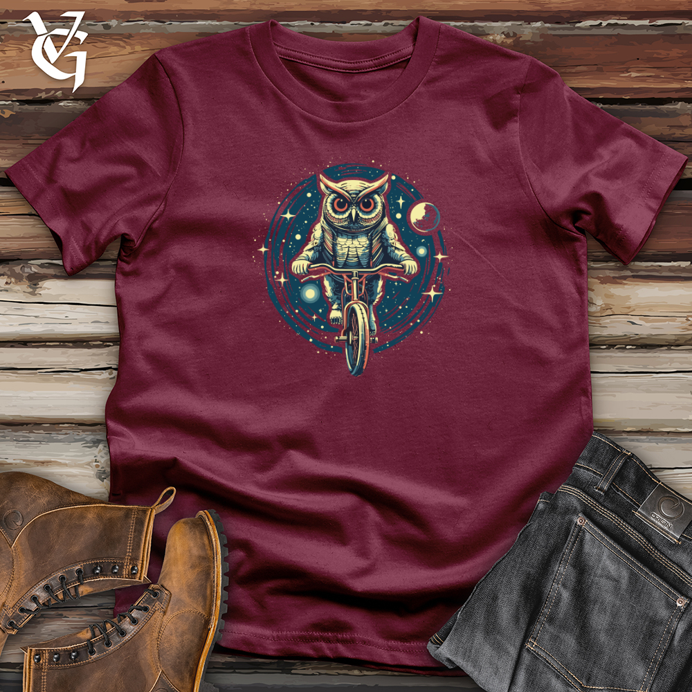Viking Goods Galactic Cyclist Owl Adventure Softstyle Tee Maroon / L