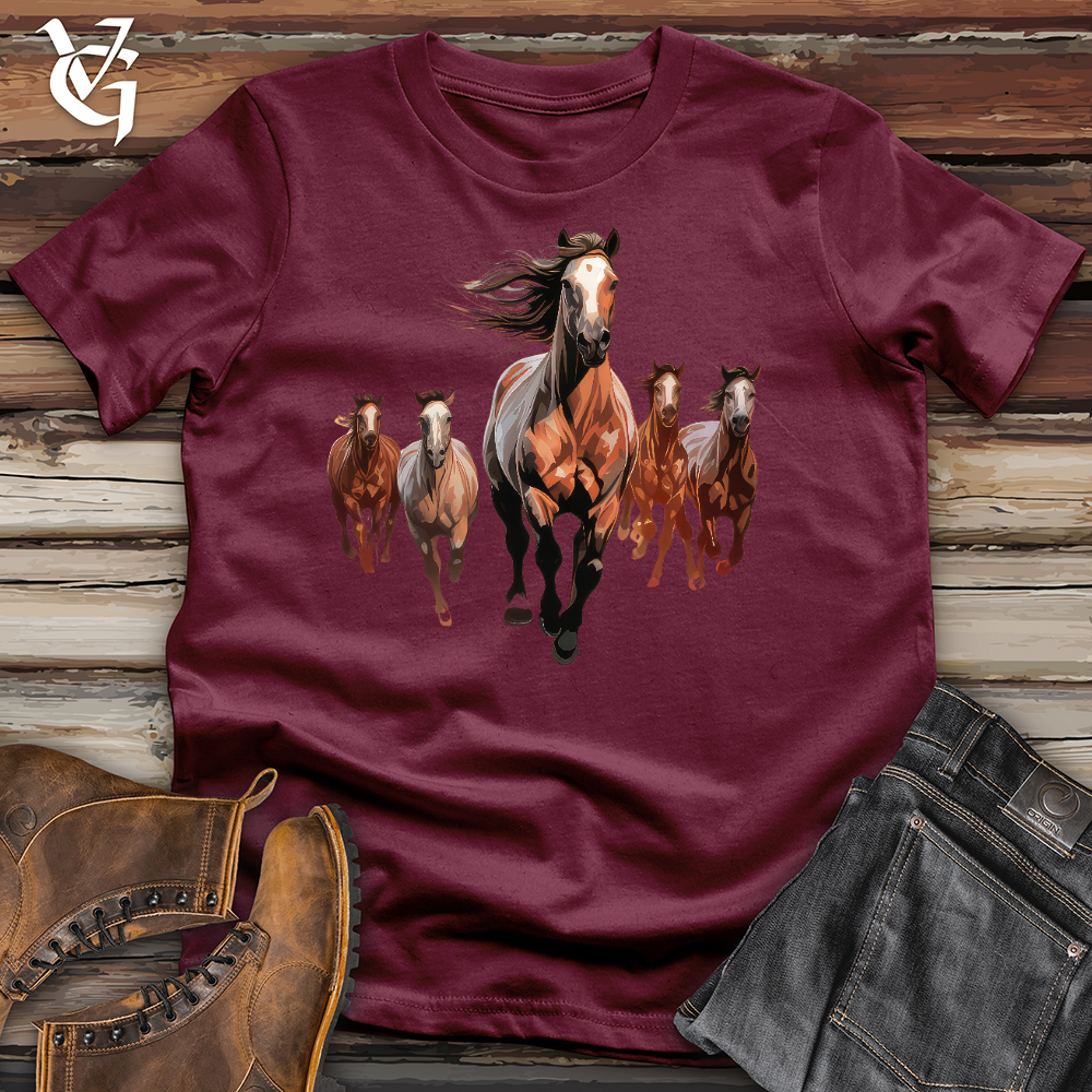 Viking Goods Galloping Horses Cotton Tee Maroon / L