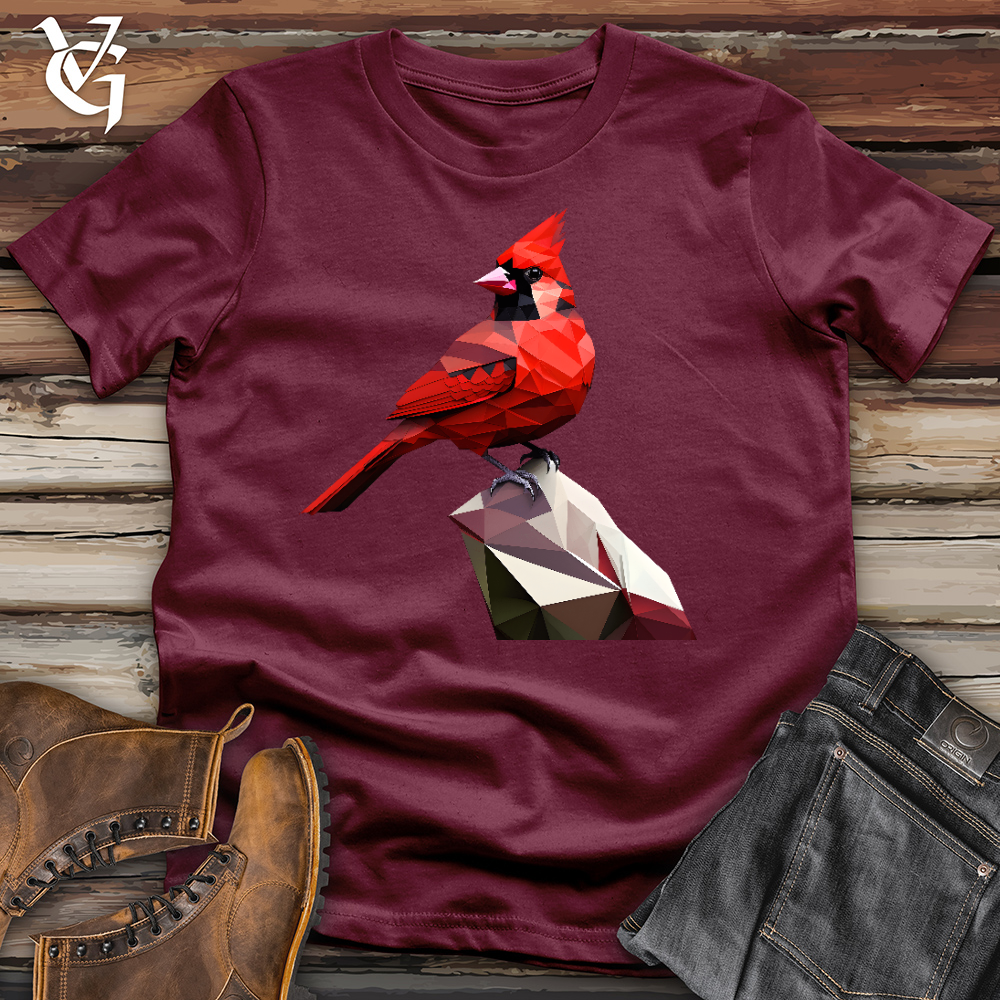 Viking Goods Geometric Cardinal Bird Cotton Tee Maroon / L