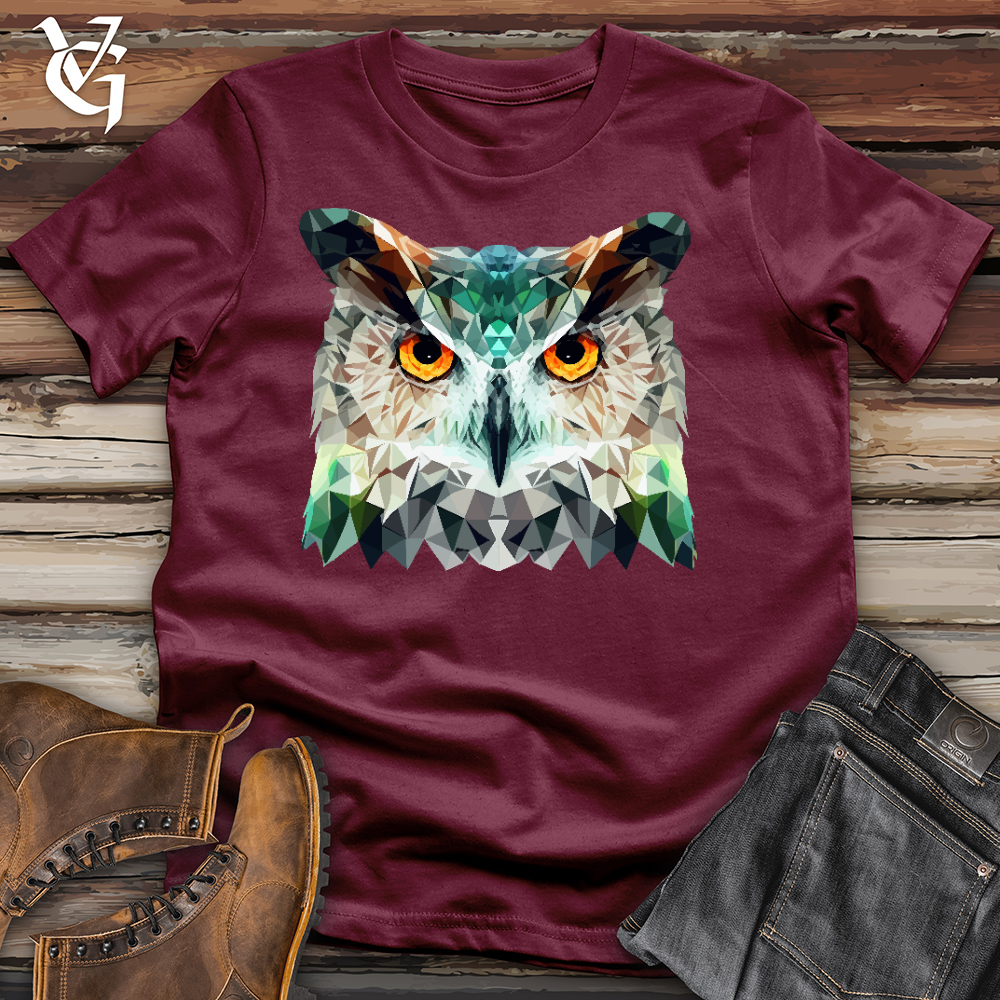 Viking Goods Geometric Owl Head Cotton Tee Maroon / L