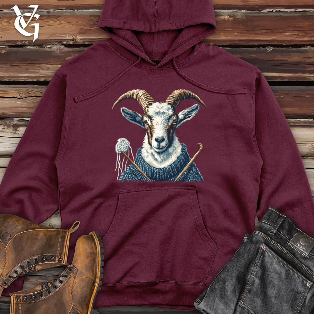 Viking Goods Goat Knitting Workshop Midweight Hooded Sweatshirt Maroon / L