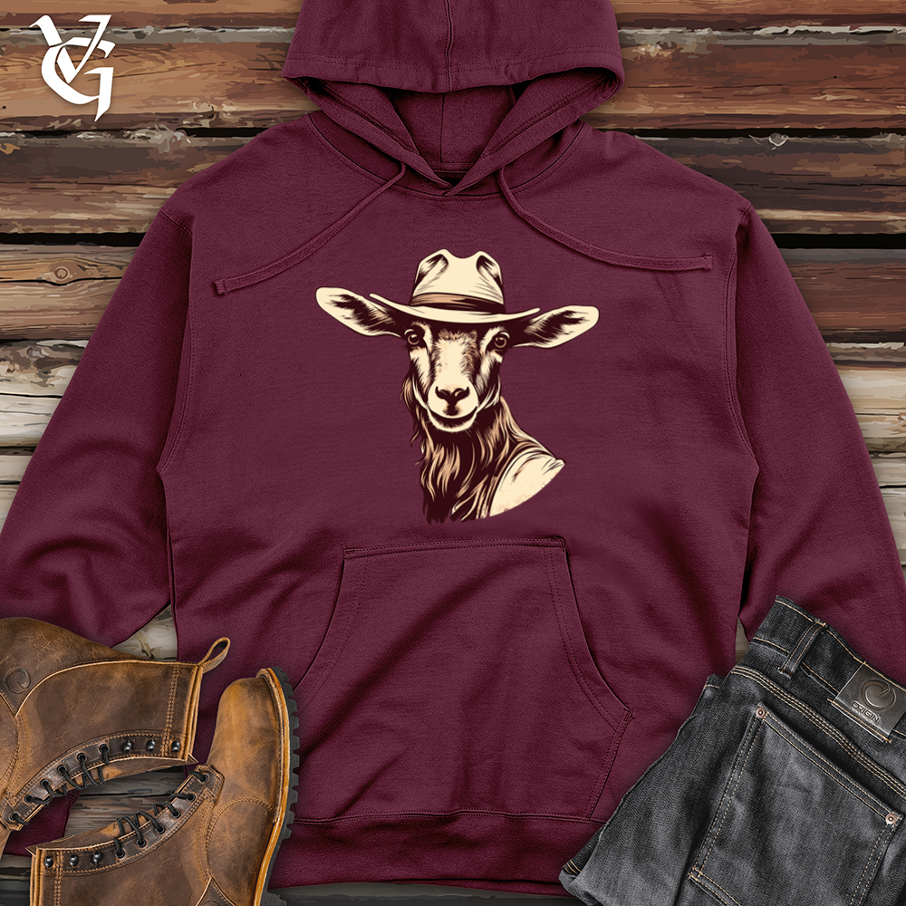Viking Goods Goat Mountain Rodeo Cowboy Cap Midweight Hooded Sweatshirt Maroon / L