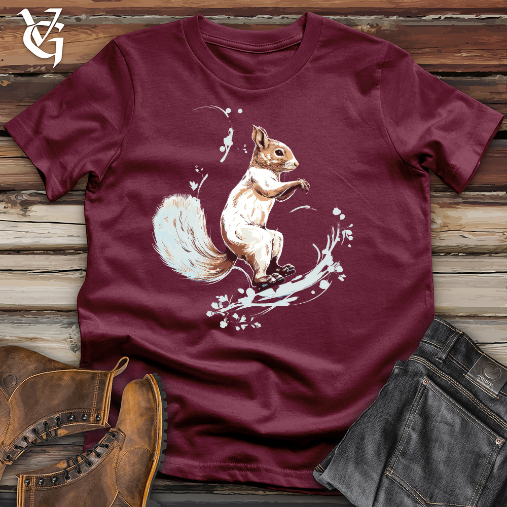 Viking Goods Graceful Ice Skating Squirrel Cotton Tee Maroon / L