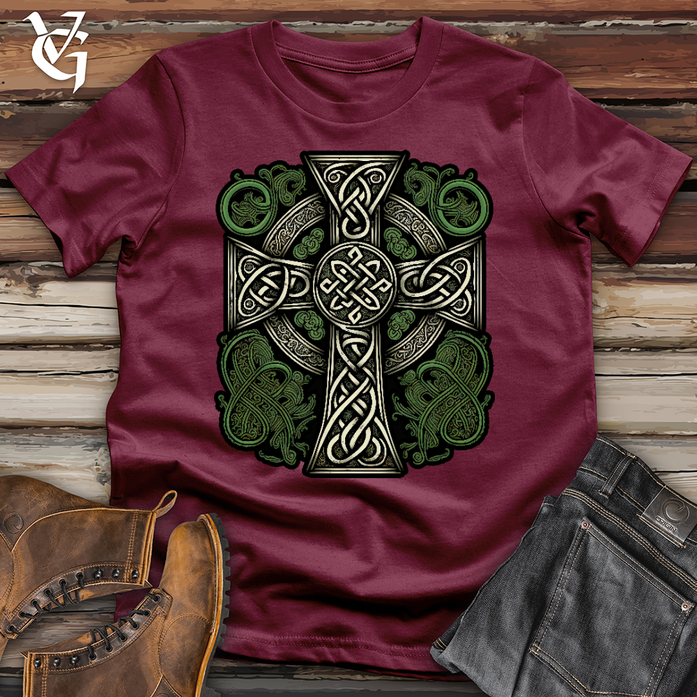 Viking Goods Green Celtic Cross Softstyle Tee Maroon / L