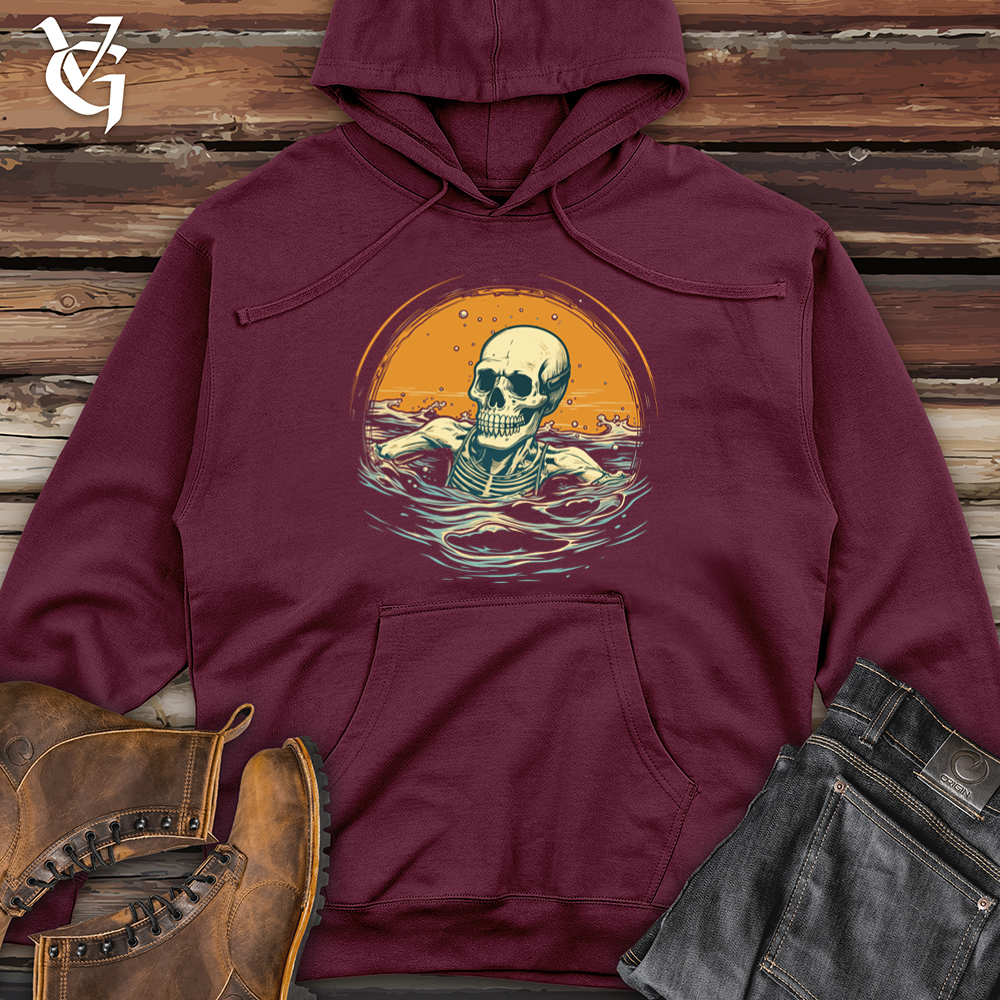 Viking Goods Grunge Splash Skeleton Midweight Hooded Sweatshirt Maroon / L