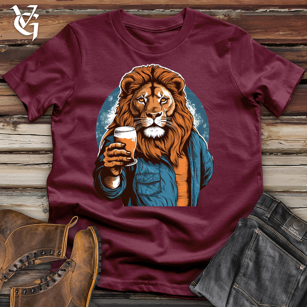 Viking Goods Happy Hour Lion Cotton Tee Maroon / L