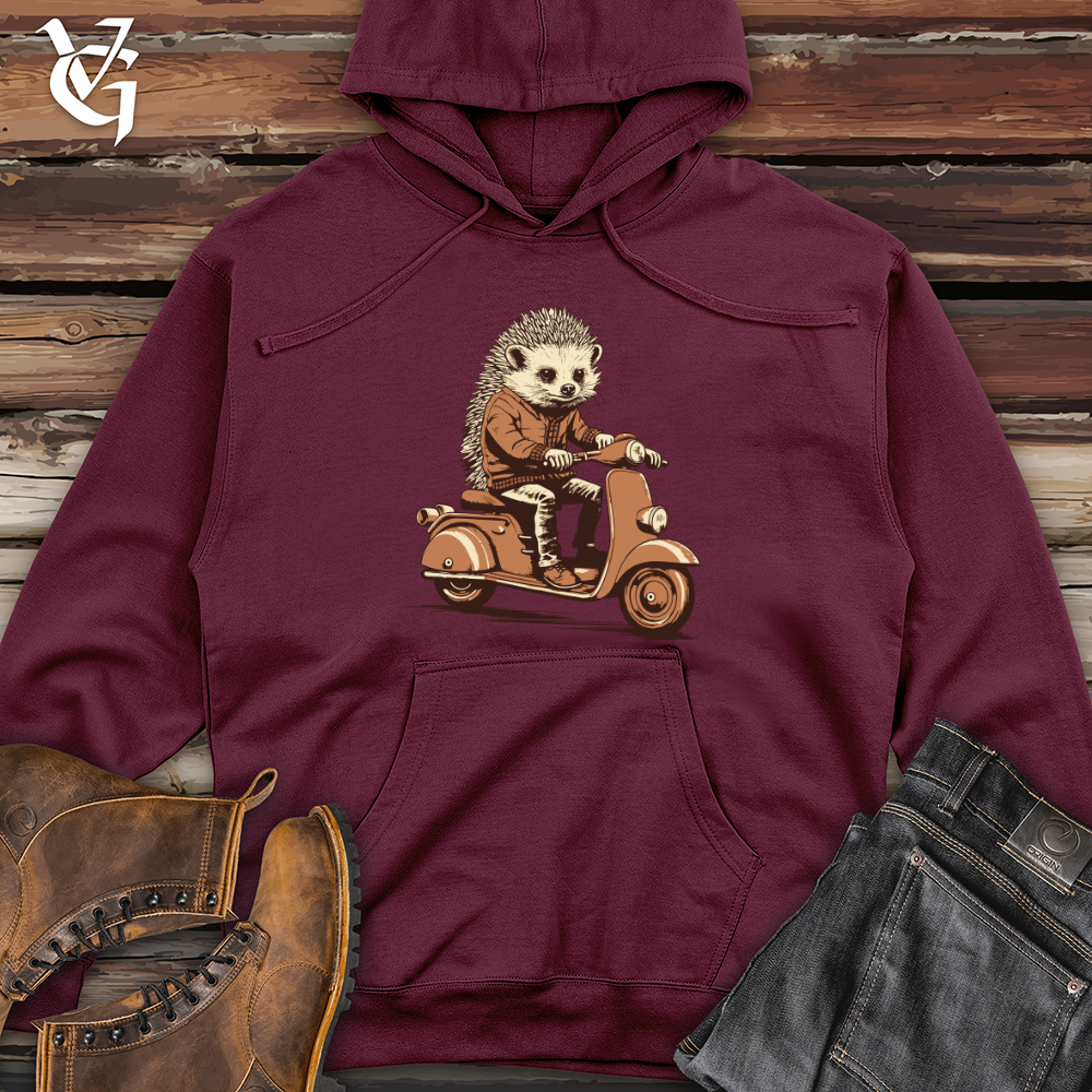 Viking Goods Hedgehog Scooter Midweight Hooded Sweatshirt Maroon / L