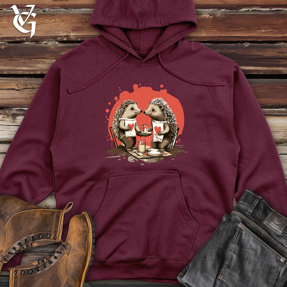 Viking Goods Hedgehog Valentine Painters Midweight Hooded Sweatshirt Maroon / L