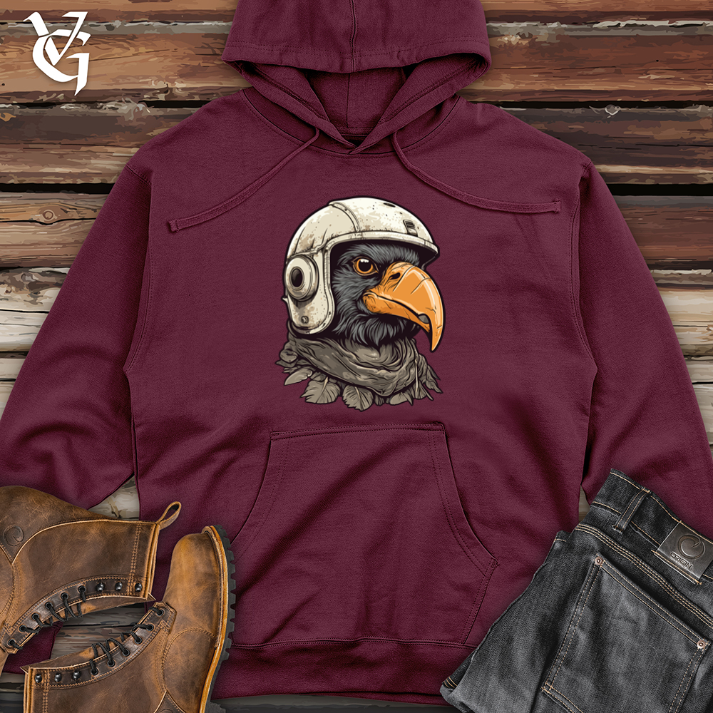 Viking Goods Helmeted Raven Army Vigilance Midweight Hooded Sweatshirt Maroon / L