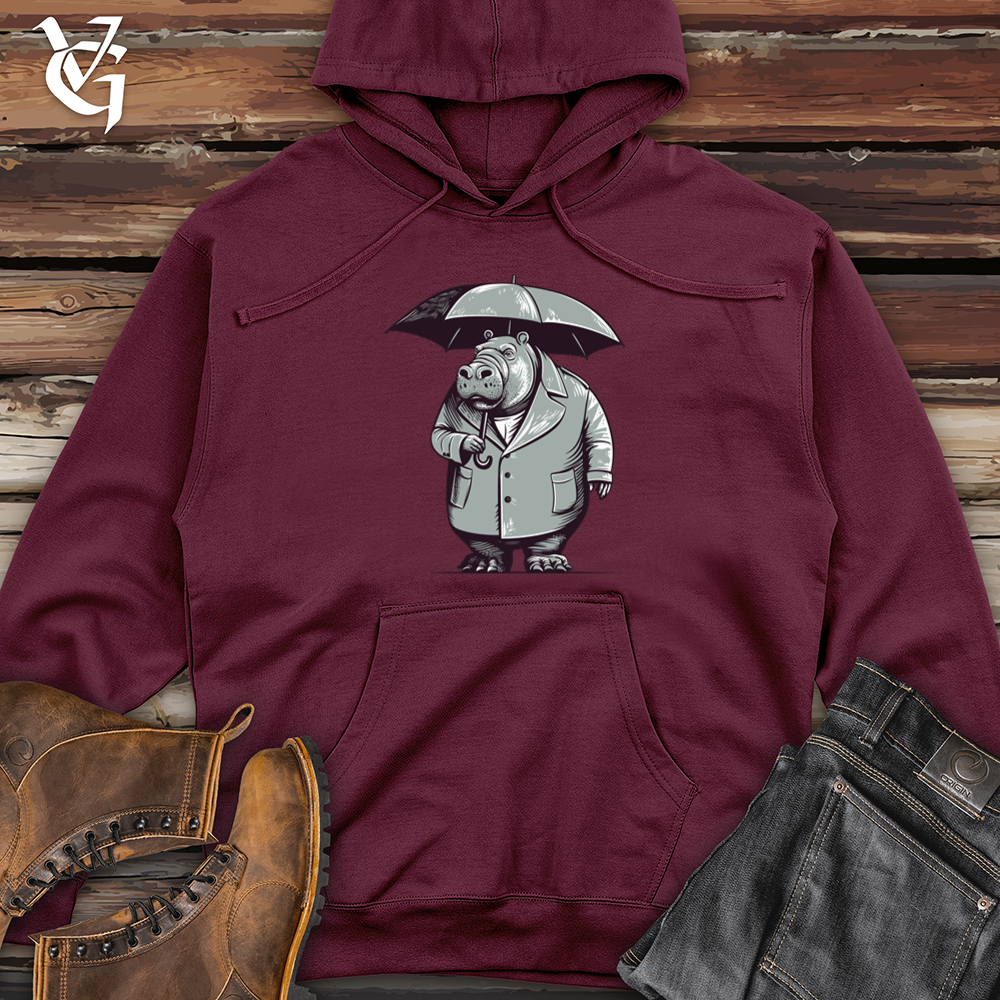 Viking Goods Hippopotamus River Drizzle Umbrella Haven Midweight Hooded Sweatshirt Maroon / L