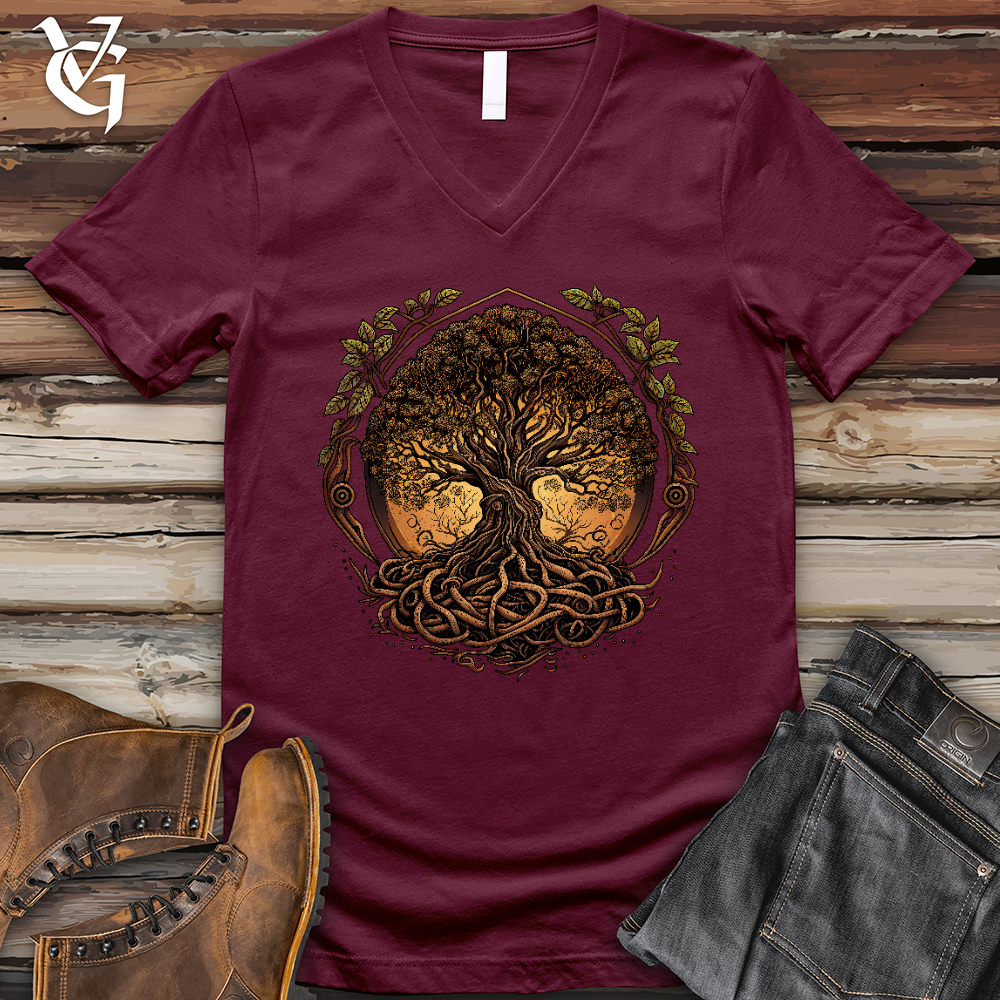 Viking Goods Illuminated Tree V- Neck Tee Maroon / L