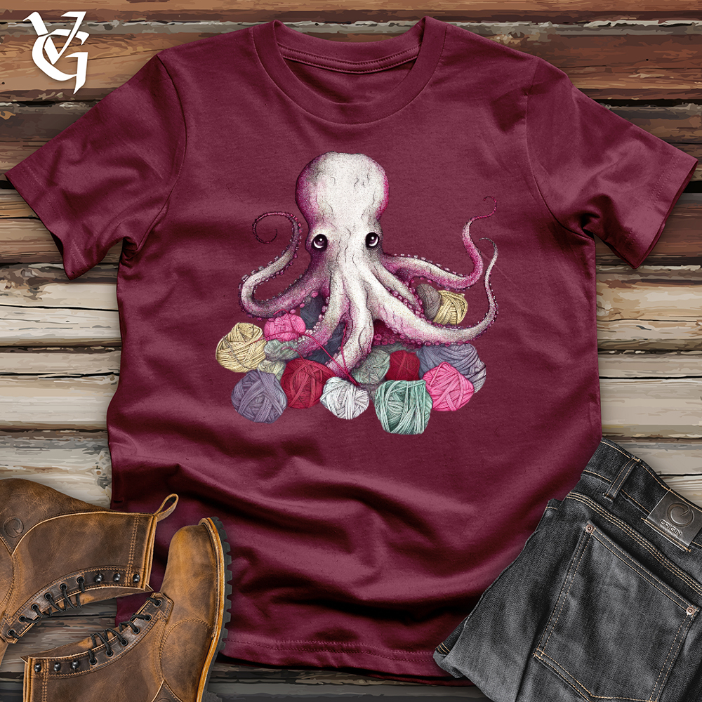 Viking Goods Knitting Octopus Softstyle Tee Maroon / L