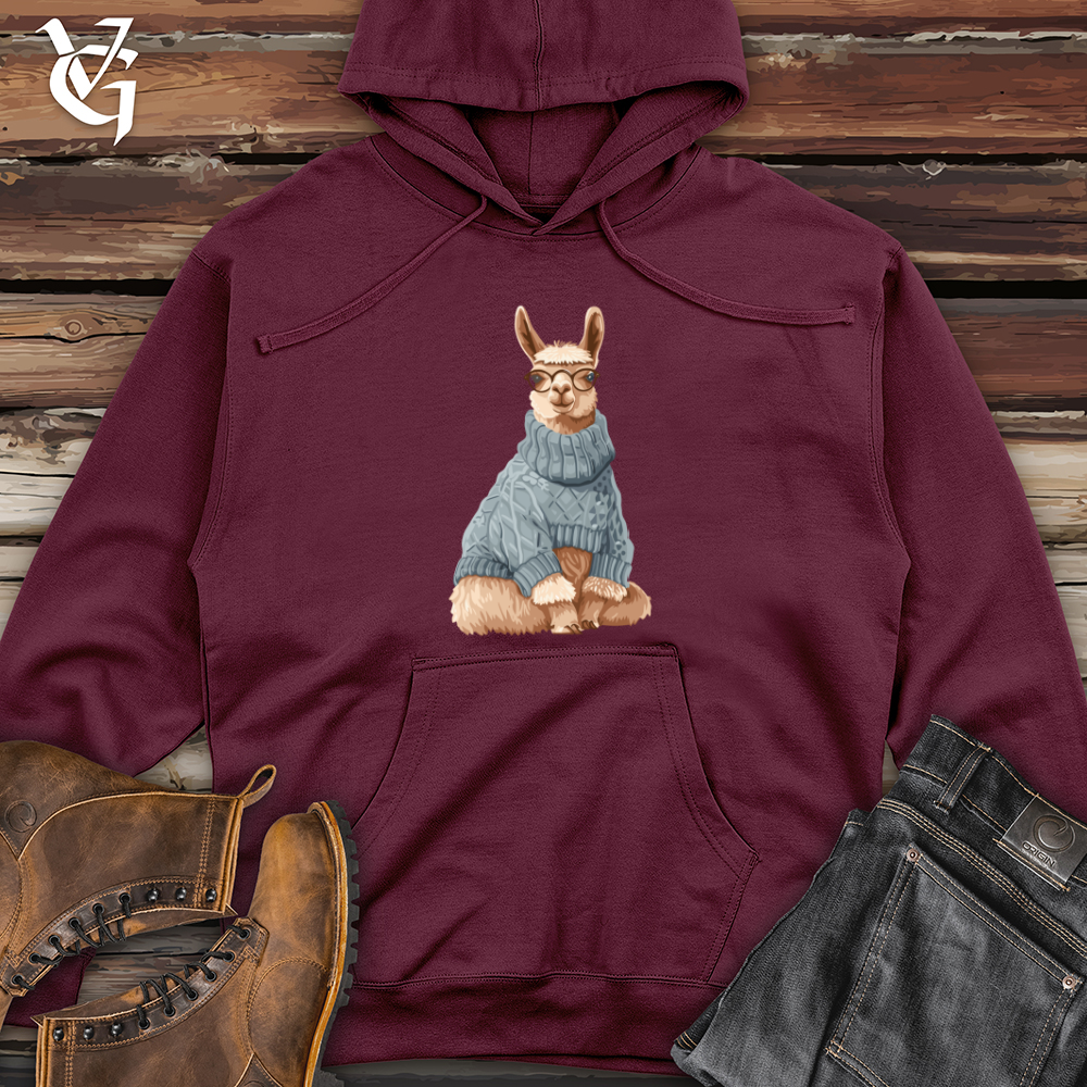 Viking Goods Llama Winter Chic Midweight Hooded Sweatshirt Maroon / L