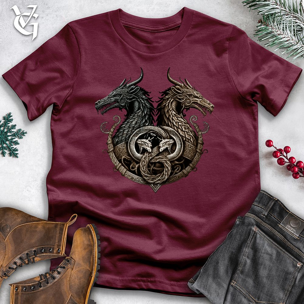 Viking Goods Lookalike Dragons Cotton Tee Maroon / L