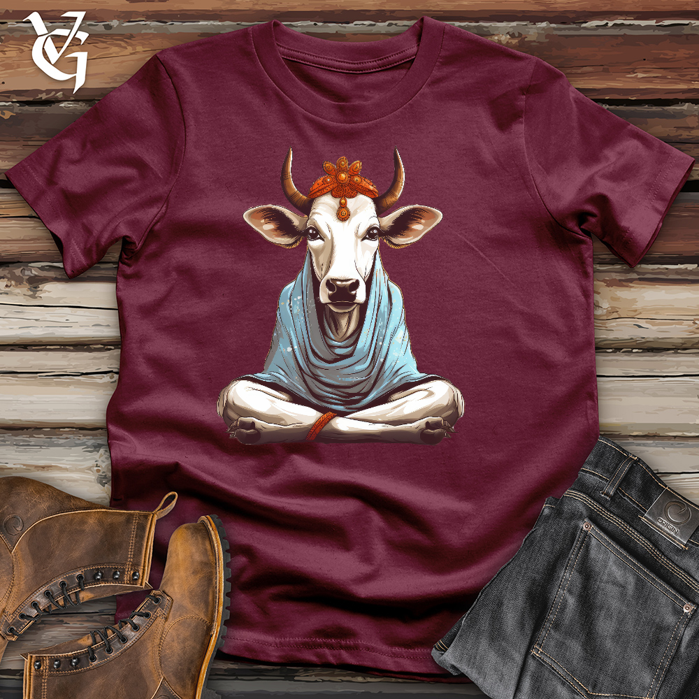 Viking Goods Meditating Cow Cotton Tee Maroon / L
