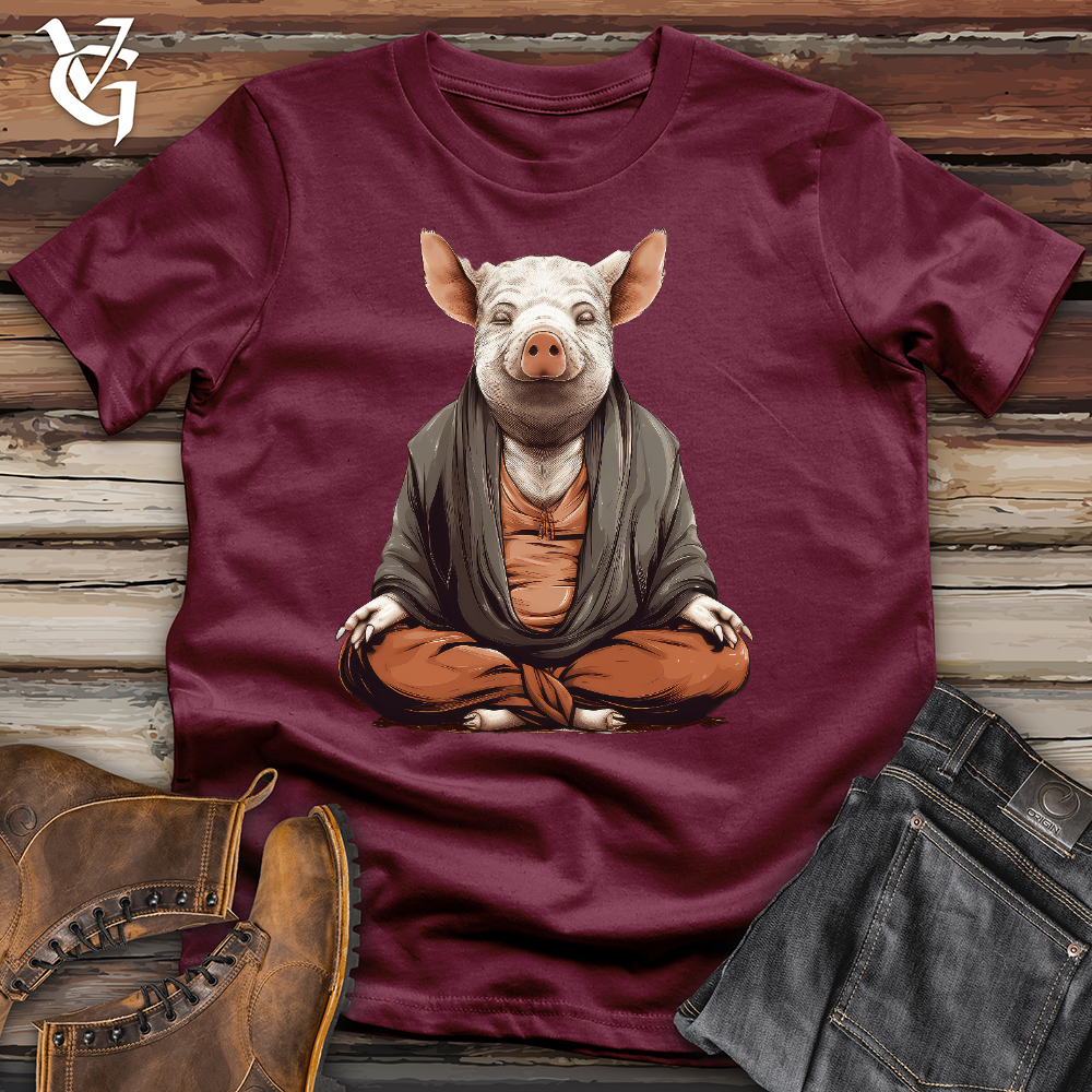 Viking Goods Meditating Pig Cotton Tee Maroon / L