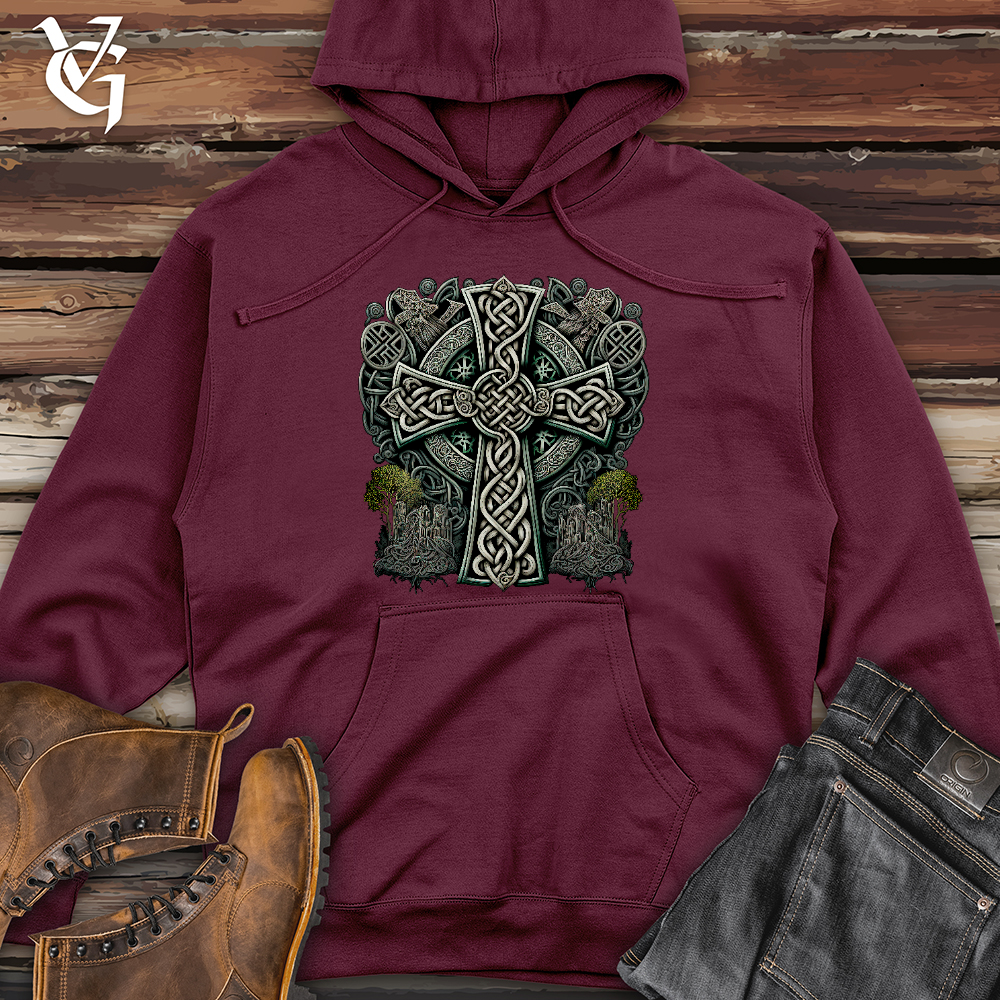 Viking Goods Metallic Celtic Crosses Midweight Hooded Sweatshirt Maroon / L