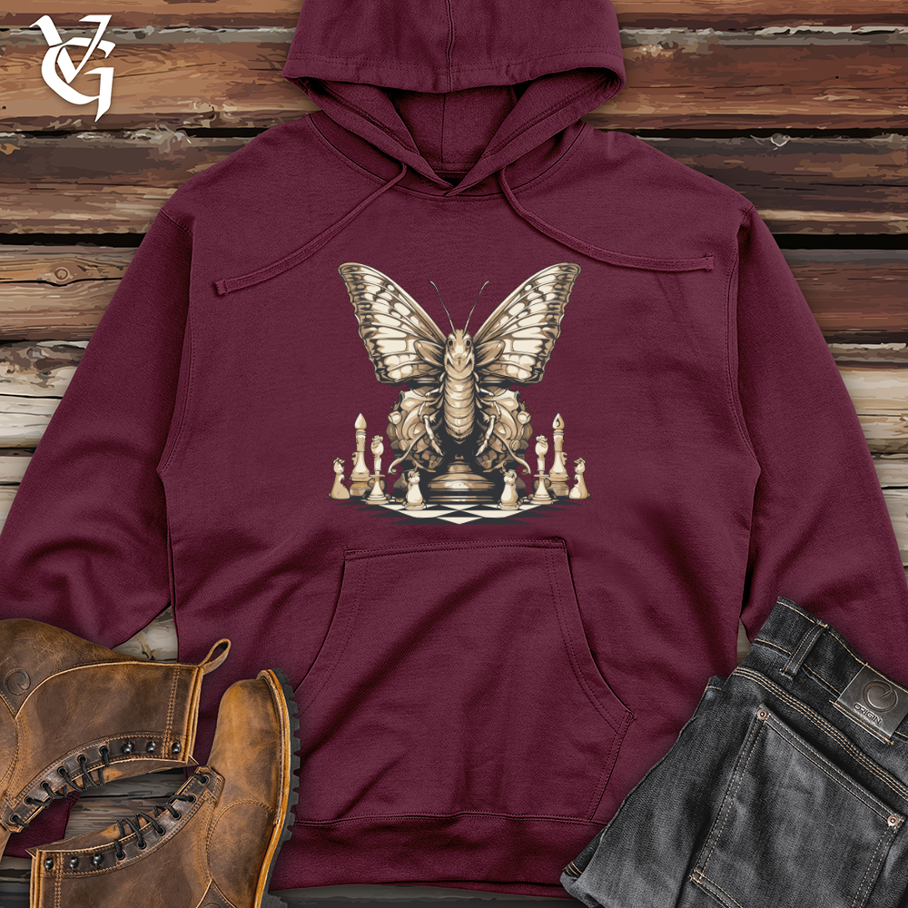 Viking Goods Moth Strategy Flutter Chess Checkmate Midweight Hooded Sweatshirt Maroon / L