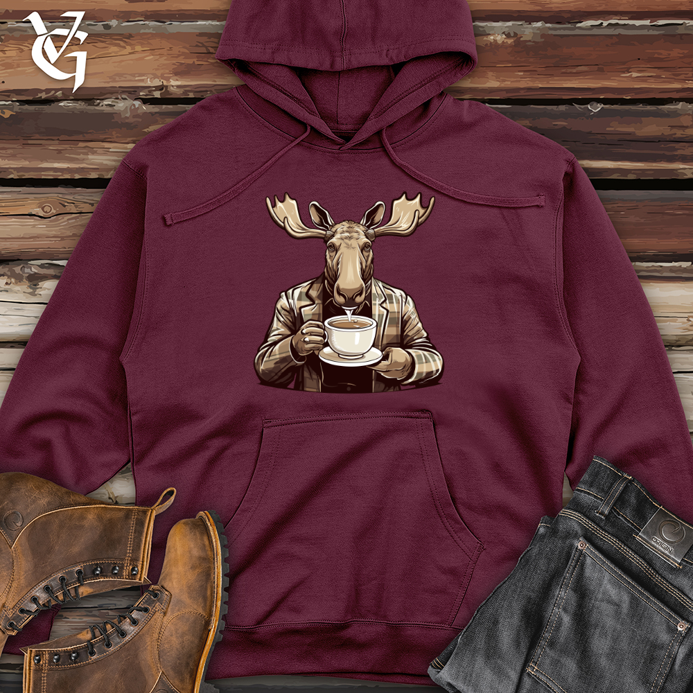 Viking Goods Mug-Wielding Moose Midweight Hooded Sweatshirt Maroon / L