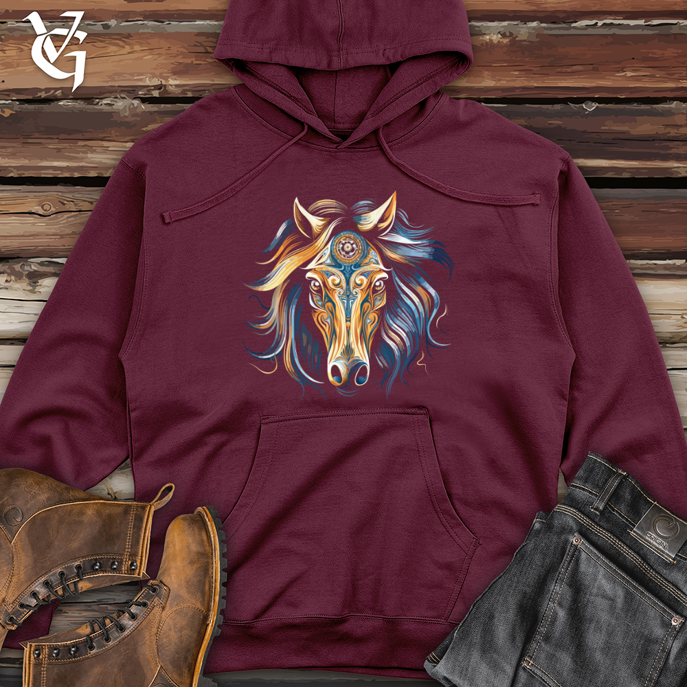 Viking Goods Mystical Equine Vision Midweight Hooded Sweatshirt Maroon / L