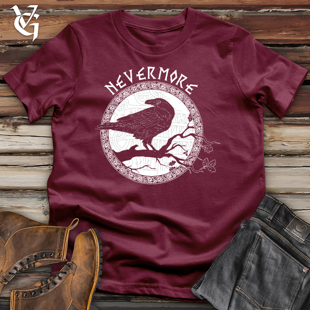Viking Goods Nevermore White Winter Raven Softstyle Tee Maroon / L