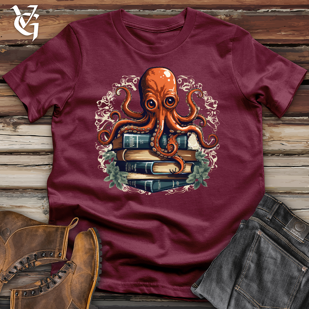 Viking Goods Octopus Book Lover Softstyle Tee Maroon / L