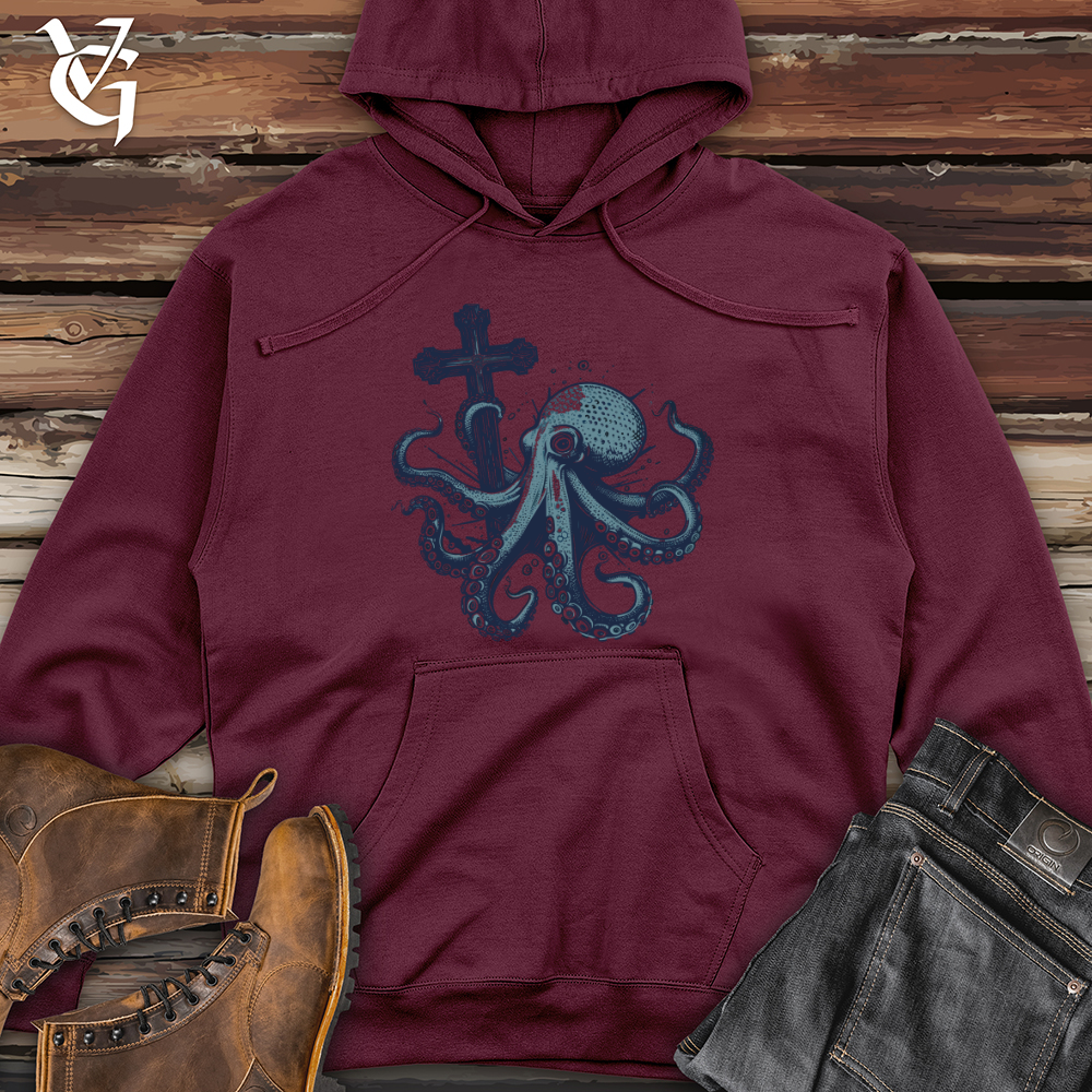 Viking Goods Octopus Cross Midweight Hooded Sweatshirt Maroon / L