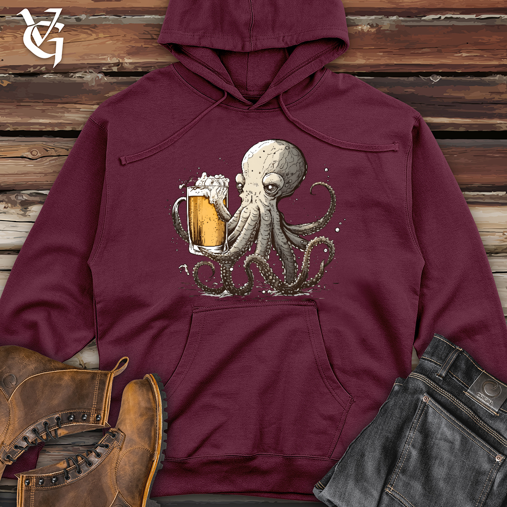 Viking Goods Octopus Happy Hour Midweight Hooded Sweatshirt Maroon / L