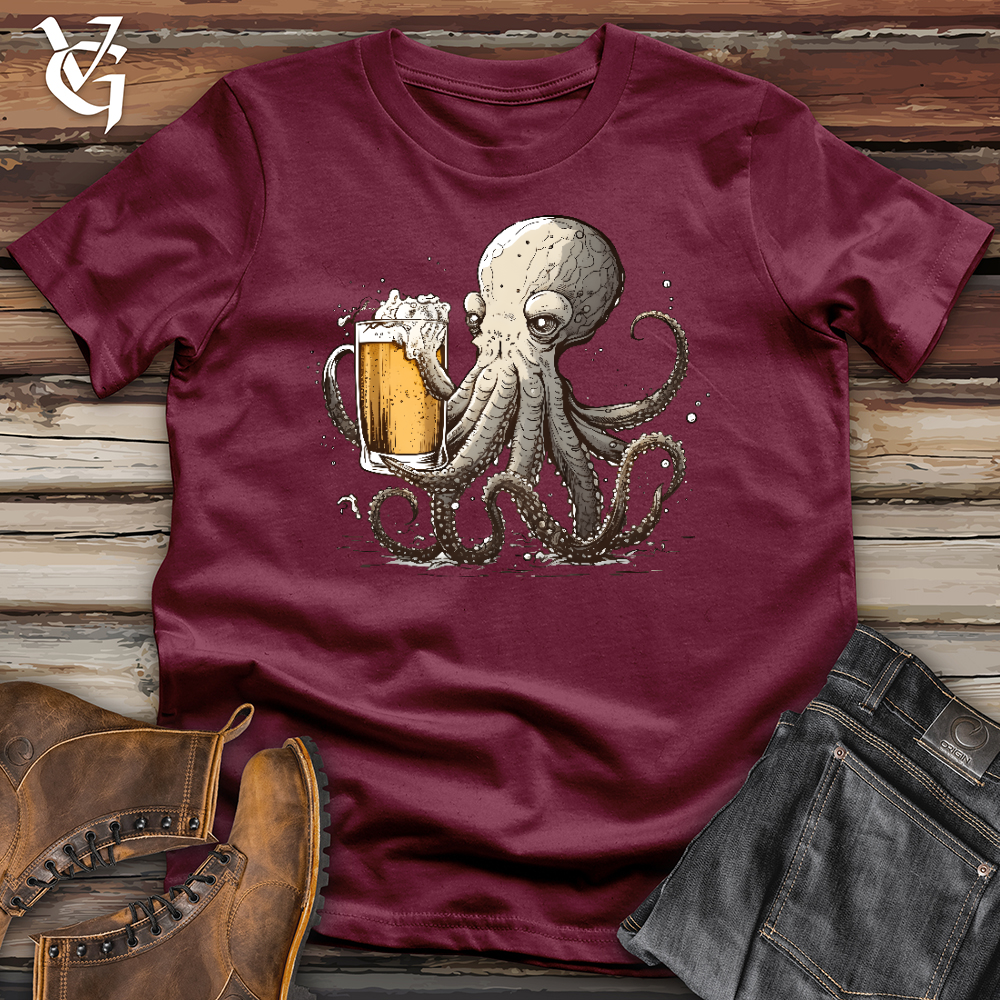 Viking Goods Octopus Happy Hour Softstyle Tee Maroon / L