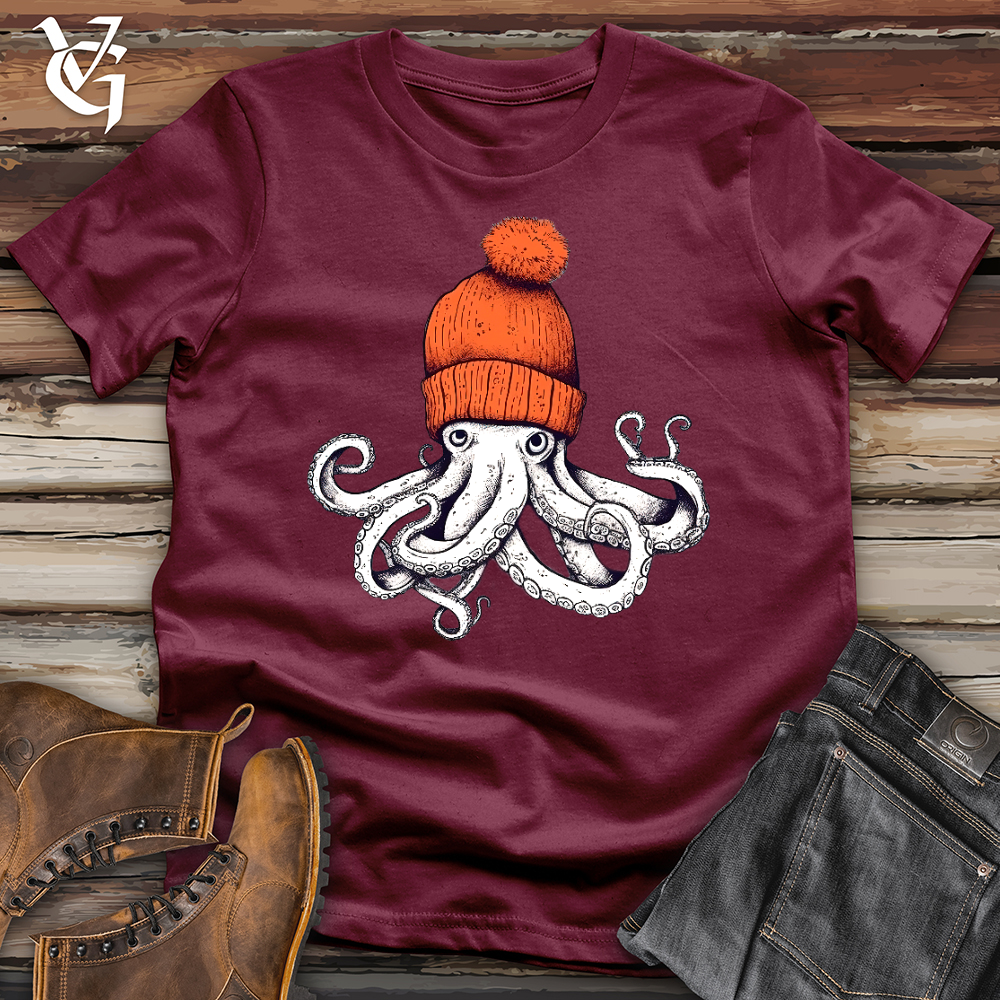 Viking Goods Octopus Orange Beanie Softstyle Tee Maroon / L