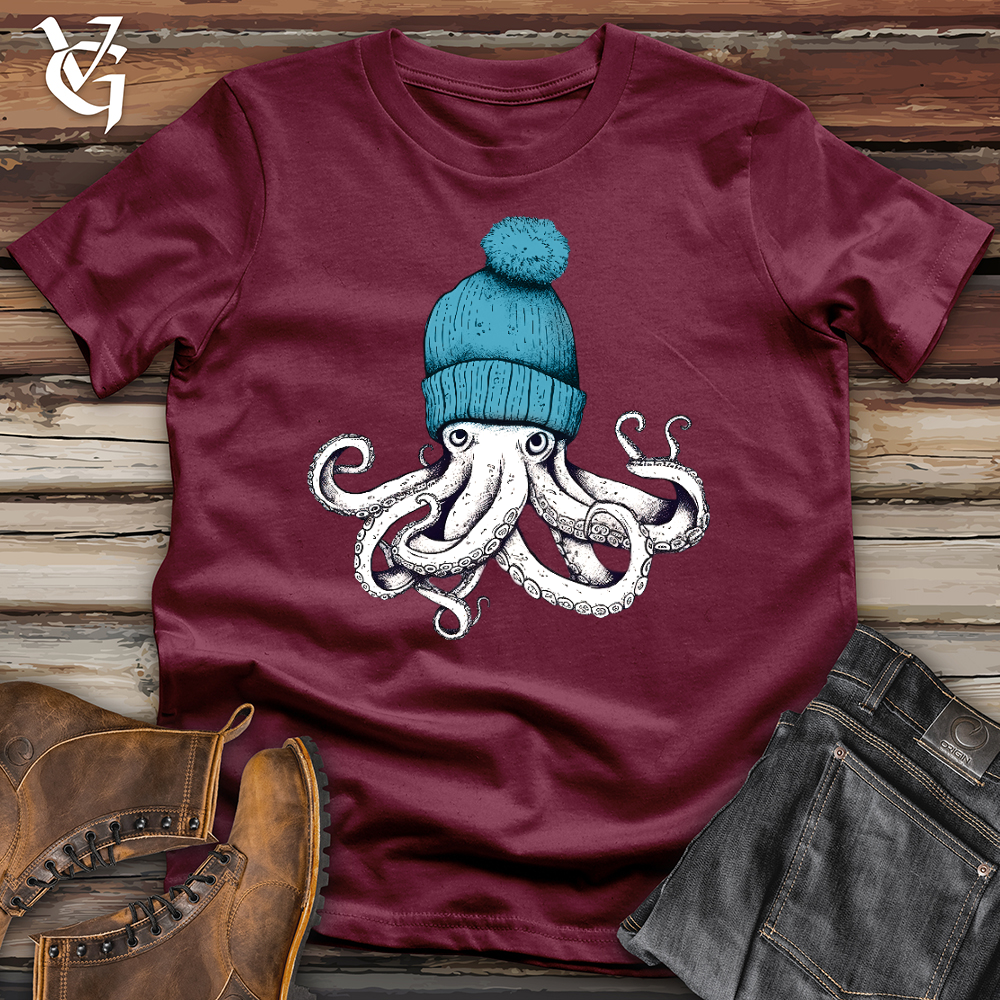 Viking Goods Octopus Wearing Beanie Softstyle Tee Maroon / L