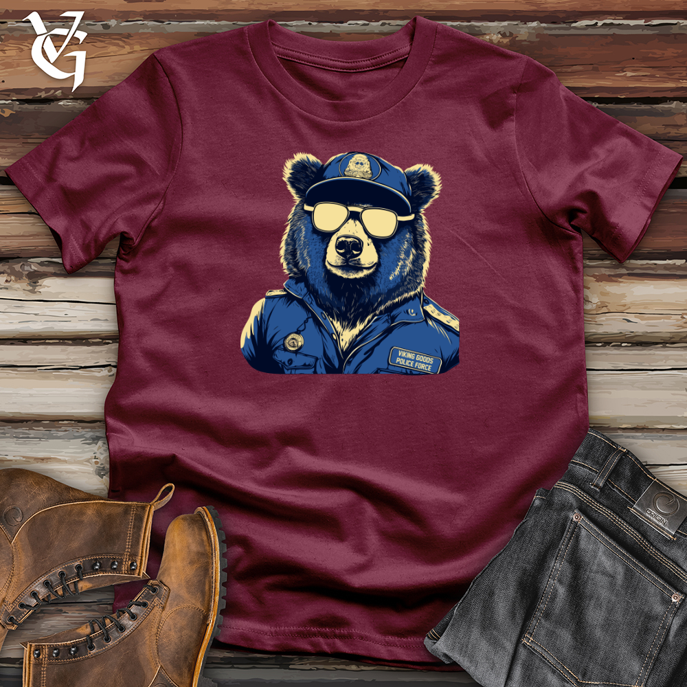 Viking Goods Officer Bear on Duty 01 Softstyle Tee Maroon / L