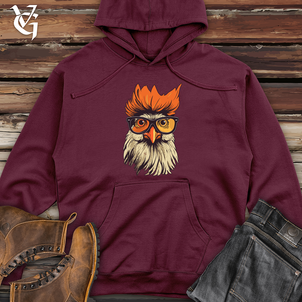 Viking Goods Orange Hair Hipster Chicken Midweight Hooded Sweatshirt Maroon / L