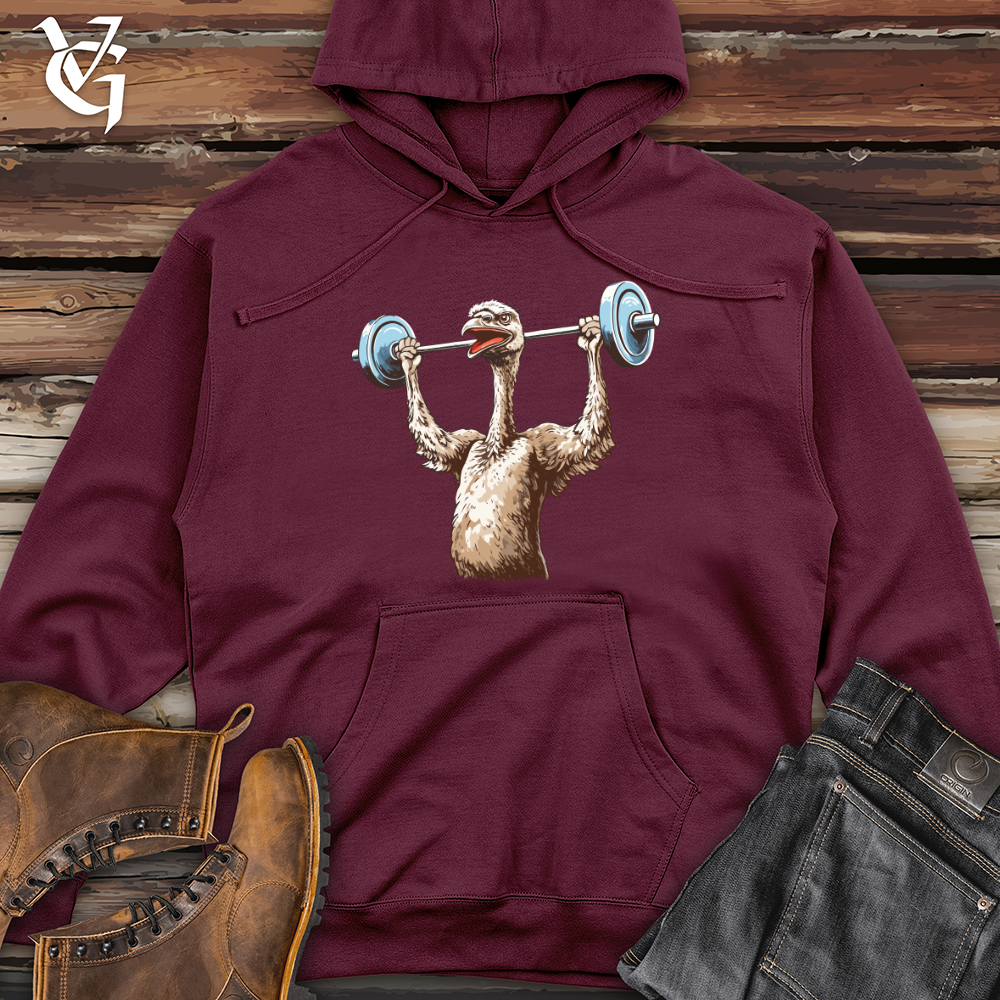Viking Goods Ostrich Powerlifting Champ Midweight Hooded Sweatshirt Maroon / L