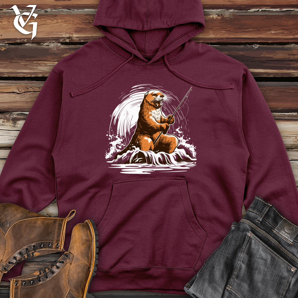 Viking Goods Otter Fishing Adventure Midweight Hooded Sweatshirt Maroon / L