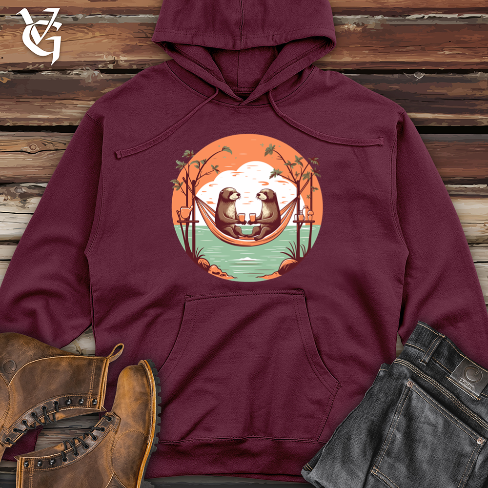 Viking Goods Otters Sunset Sip Midweight Hooded Sweatshirt Maroon / L