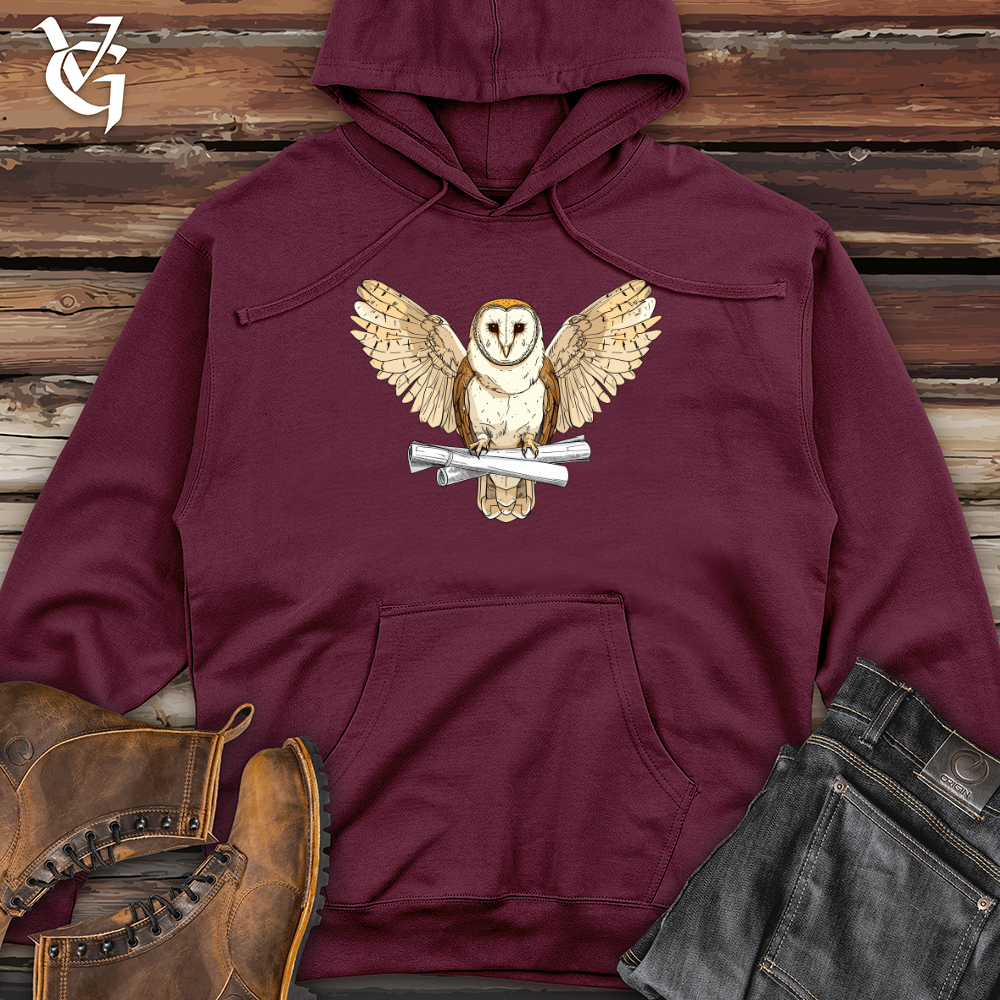 Viking Goods Owl Architect Wisdom Midweight Hooded Sweatshirt Maroon / L