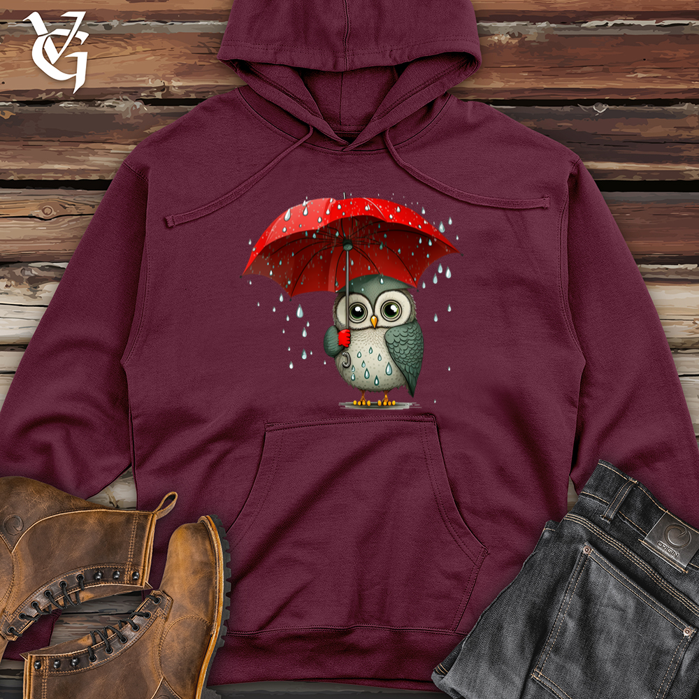 Viking Goods Owl In The Rain Midweight Hooded Sweatshirt Maroon / L