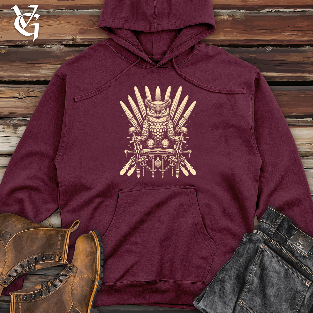 Viking Goods Owl Throne Sovereignty Midweight Hooded Sweatshirt Maroon / L