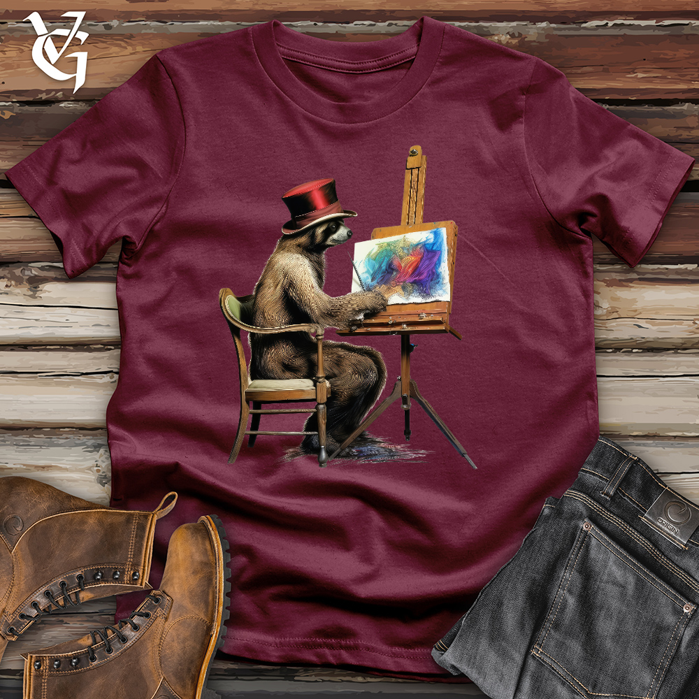 Viking Goods Painting Sloth Cotton Tee Maroon / L