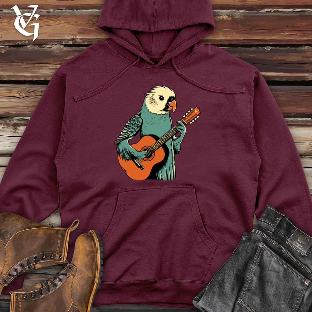 Viking Goods Parakeet Strumming Guitar Midweight Hooded Sweatshirt Maroon / L