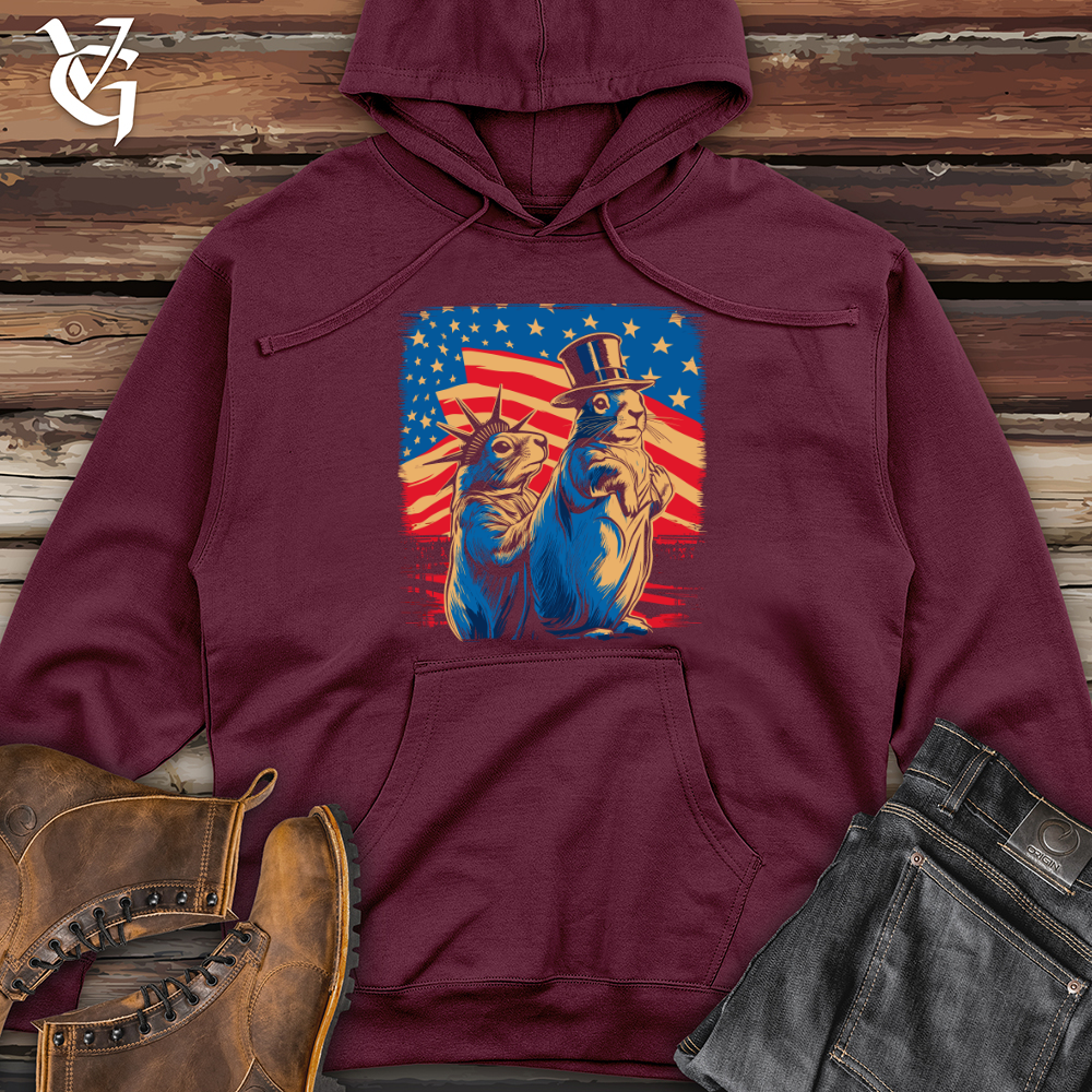 Viking Goods Patriotic Squirrels Display Midweight Hooded Sweatshirt Maroon / L