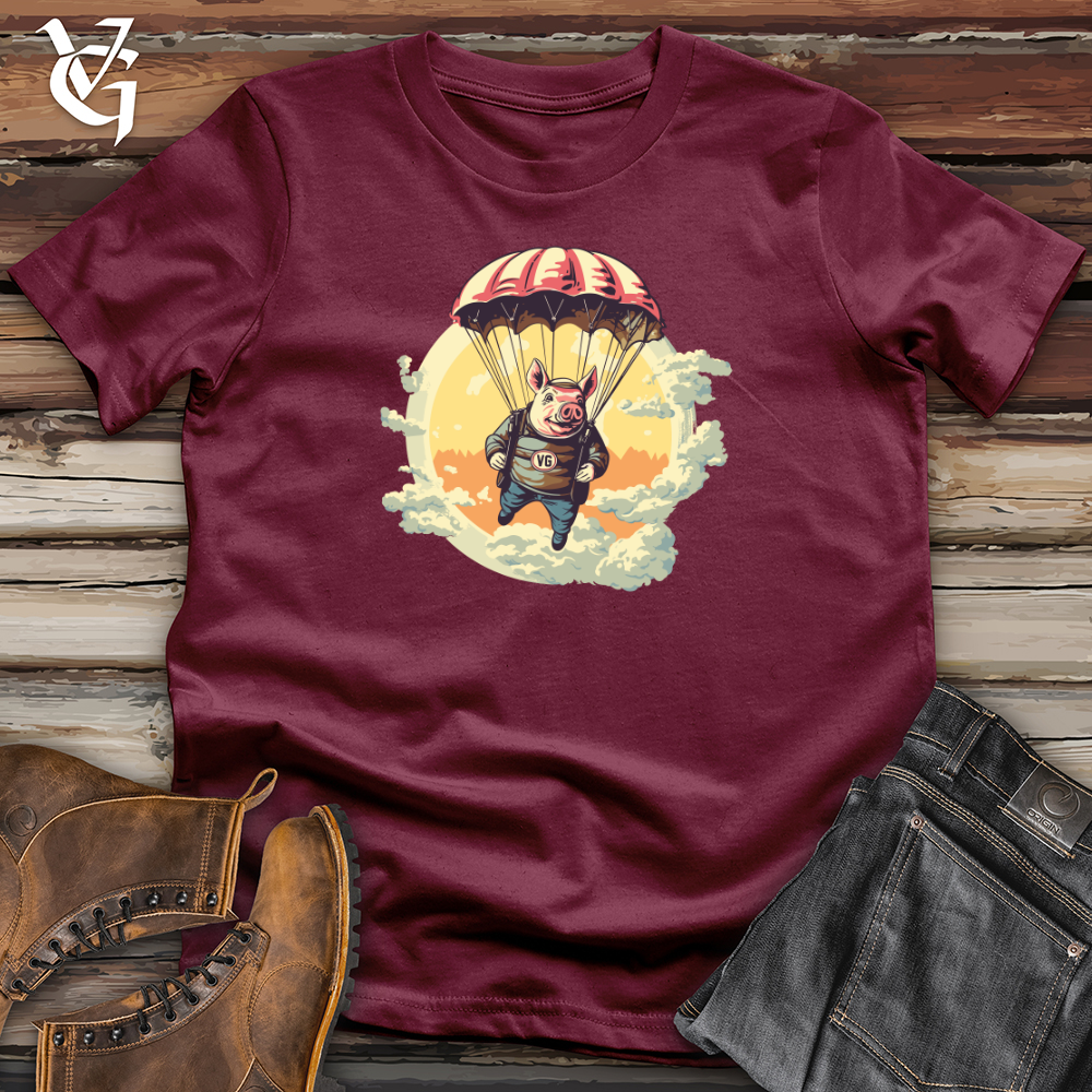 Viking Goods Pig Parachute Skydiving Excursion Softstyle Tee Maroon / L