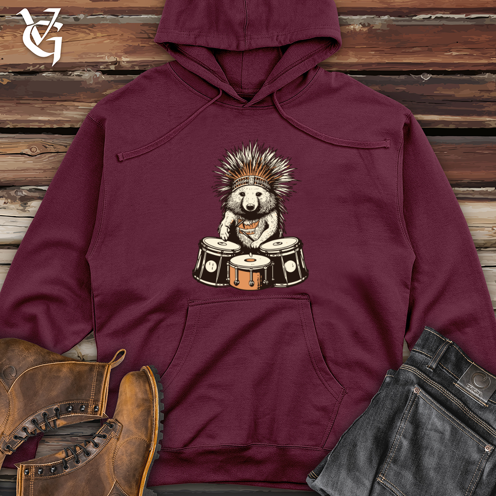 Viking Goods Porcupine Drum Beat Midweight Hooded Sweatshirt Maroon / L