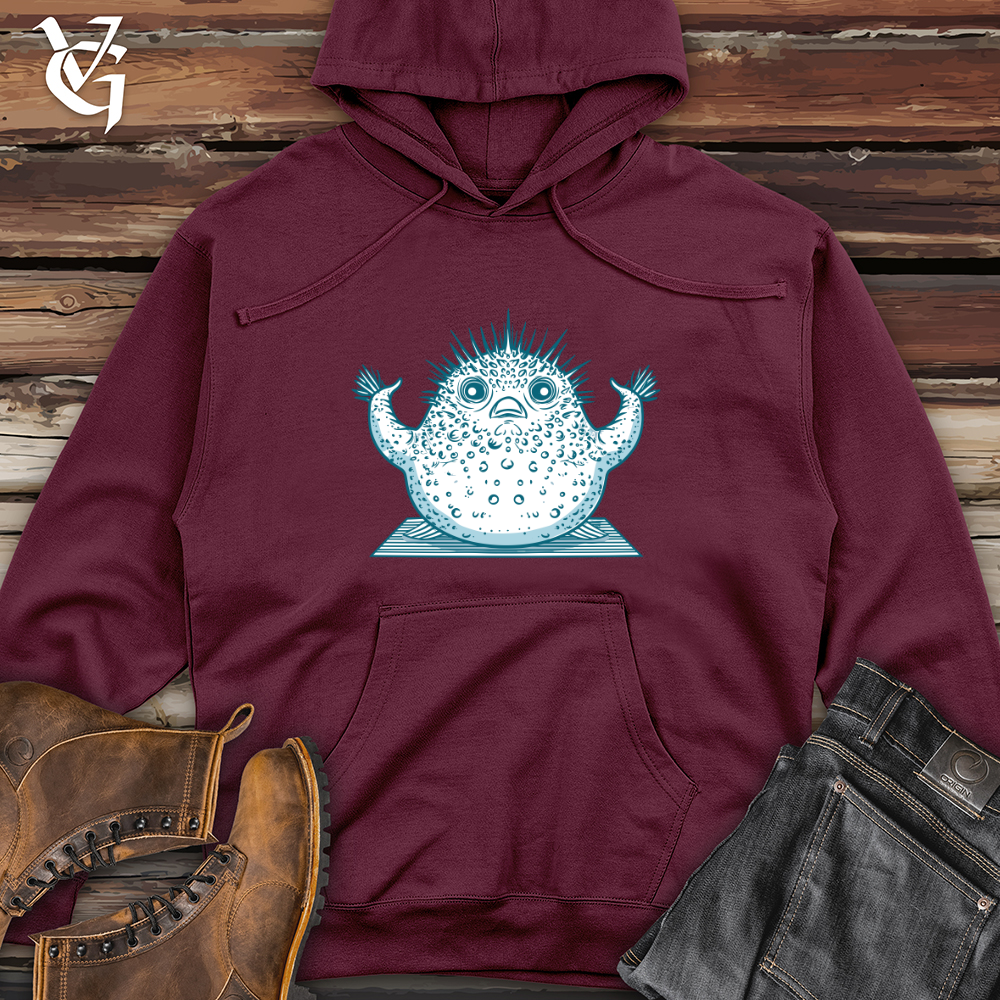 Viking Goods Pufferfish Yoga Pose Midweight Hooded Sweatshirt Maroon / L