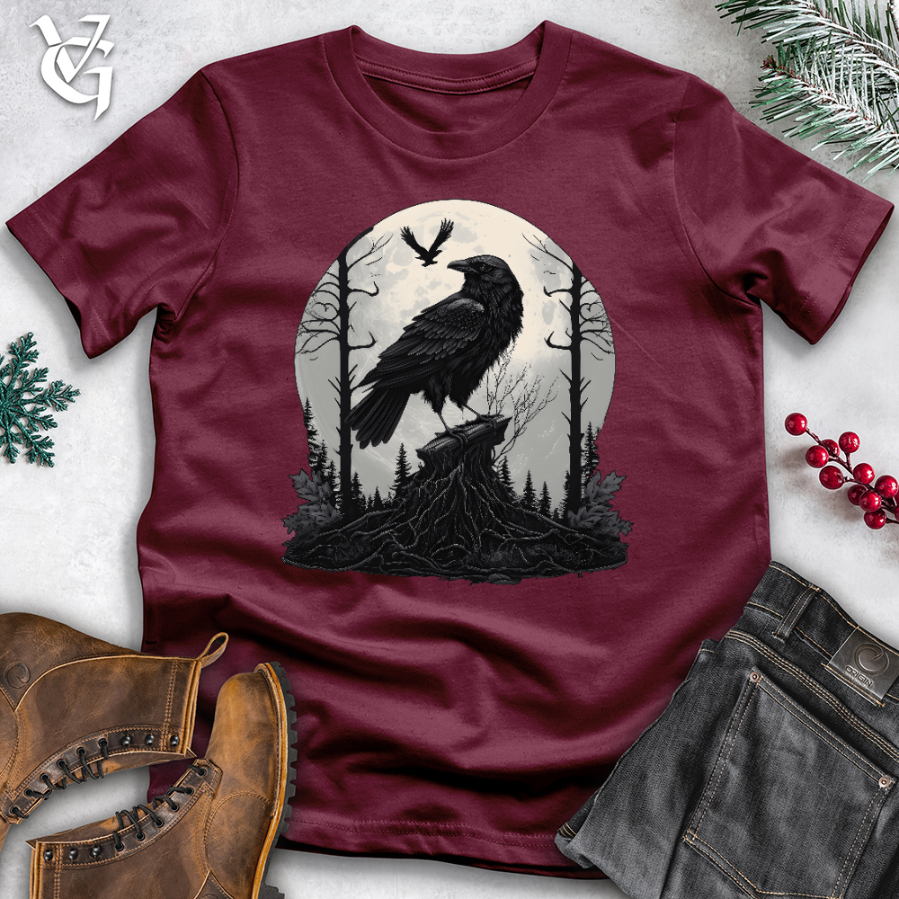 Viking Goods Raven Forest Moon Cotton Tee Maroon / L