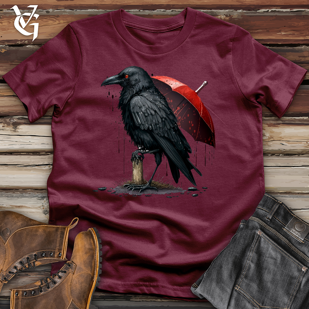 Viking Goods Raven In The Rain Cotton Tee Maroon / L