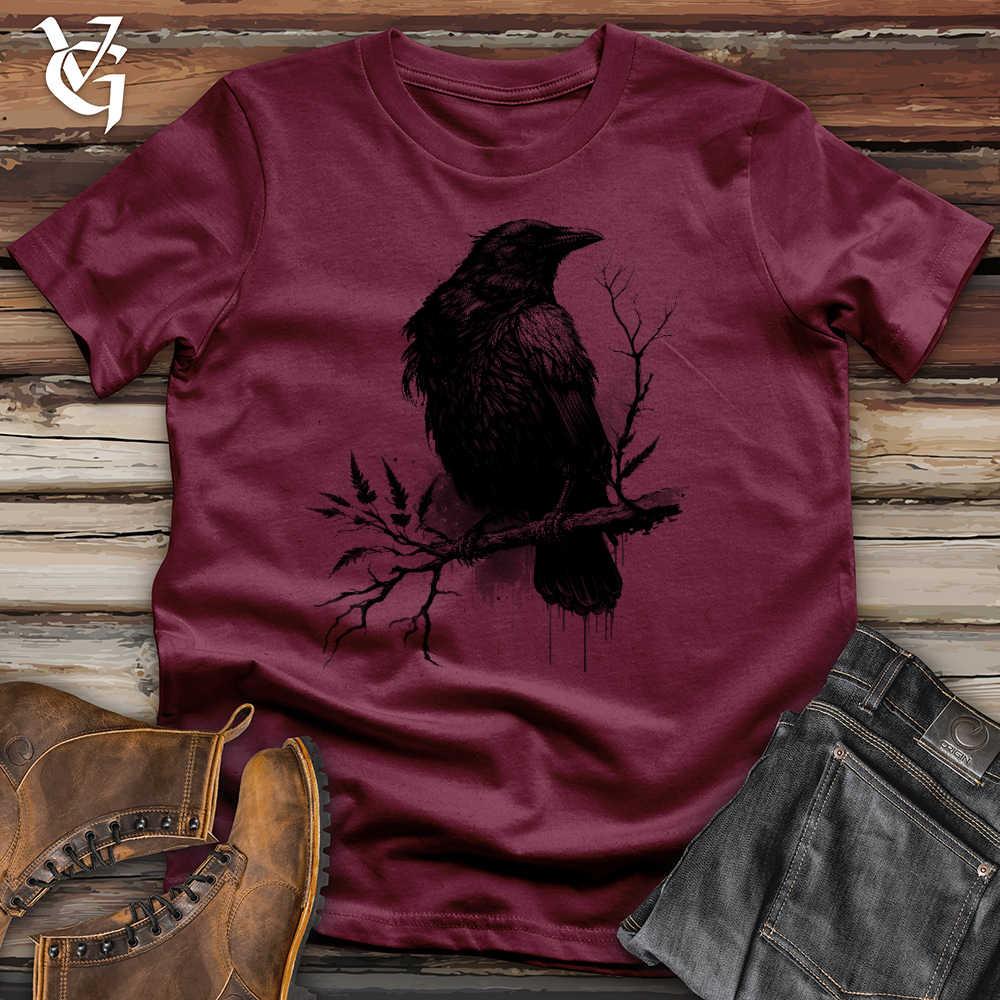 Viking Goods Raven on Branch Cotton Tee Maroon / L
