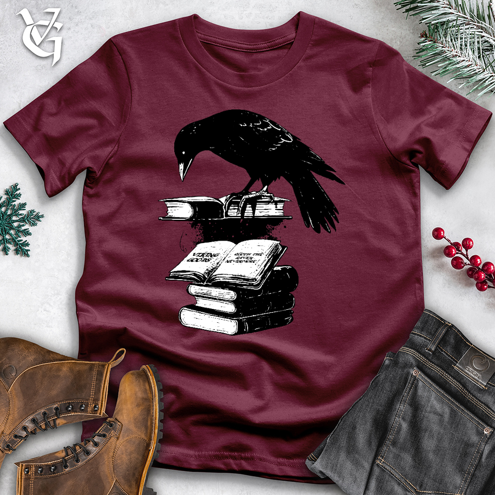 Viking Goods Raven Reading Fanatic Cotton Tee Maroon / L