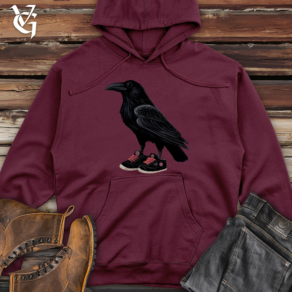 Viking Goods Raven Wearing Sneakers Midweight Hooded Sweatshirt Maroon / L